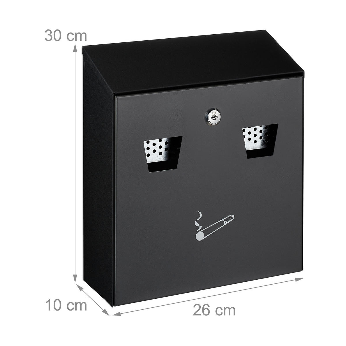 WANDASCHENBECHER Schwarz Eisen abschließbar - Schwarz, Metall (26cm) - Relaxdays