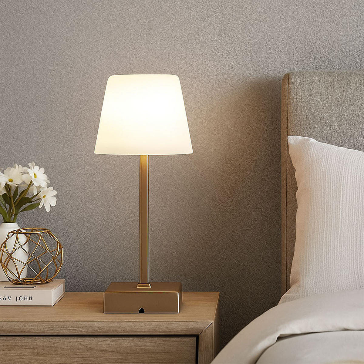 LED TISCHLEUCHTE XAYDEN Champagner - Champagner, Metall (8.5/8.5/25.5cm) - Globo Lighting