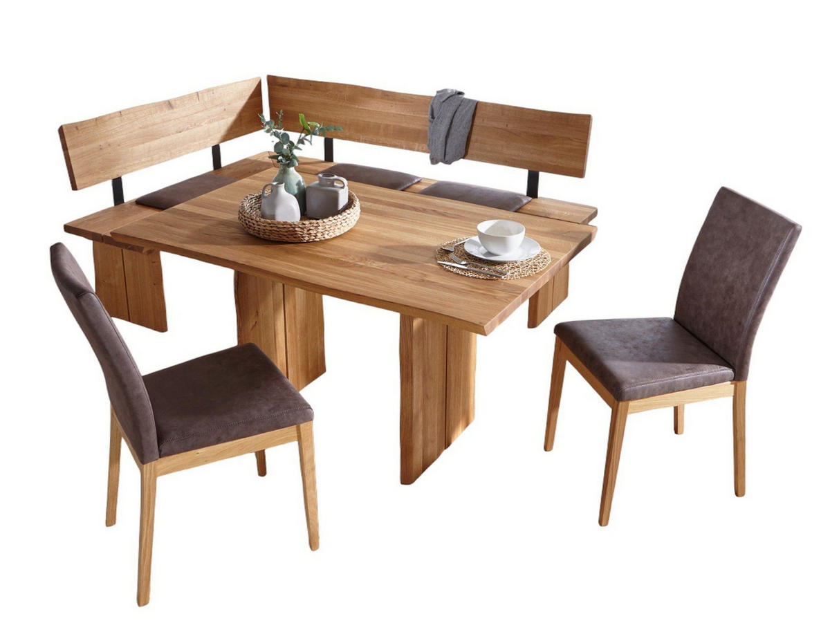 ECKBANKGRUPPE Dalila aus Massivholz Wildeiche geölt Polster Braun - Braun, Holz (203/1/153cm) - 58aufmkessel