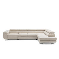 ECKSOFA WILD MAXI L Rechts mit Schlaffunktion 125x195 Chenille Beige - Chromfarben/Beige, Holz/Textil (203/350cm) - Muffo