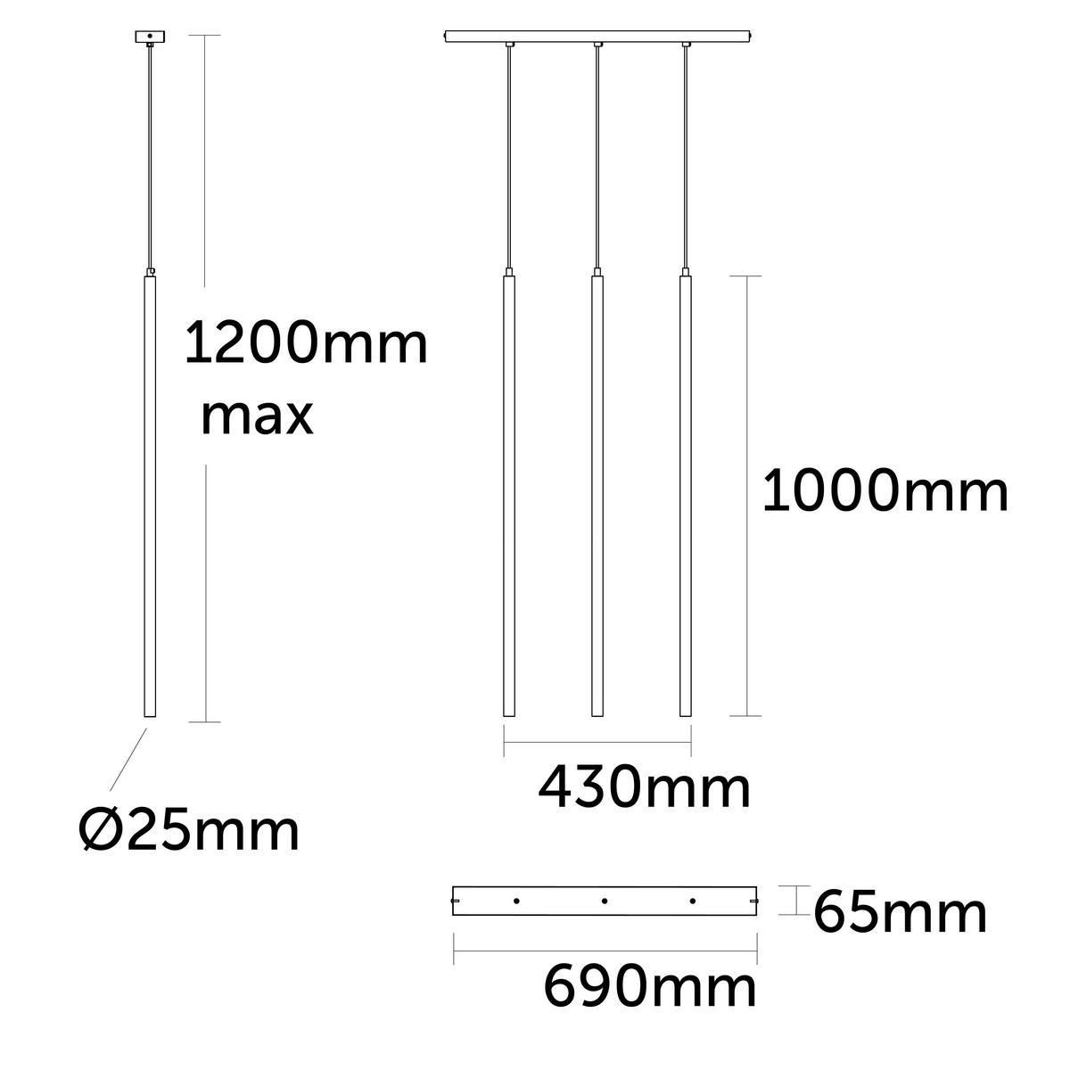 LED-HÄNGELEUCHTE Stelo X3 H100 - Schwarz, Metall (6/100/100cm) - Lumicom