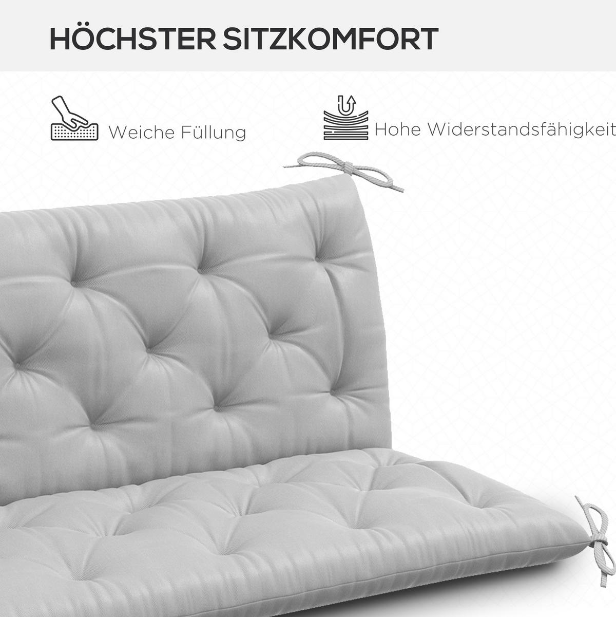 HOLLYWOODSCHAUKELAUFLAGE aus Polyester 150x98x8 cm in Hellgrau mit 6 Bändern - Hellgrau, Textil (98/8/150cm) - Modfu