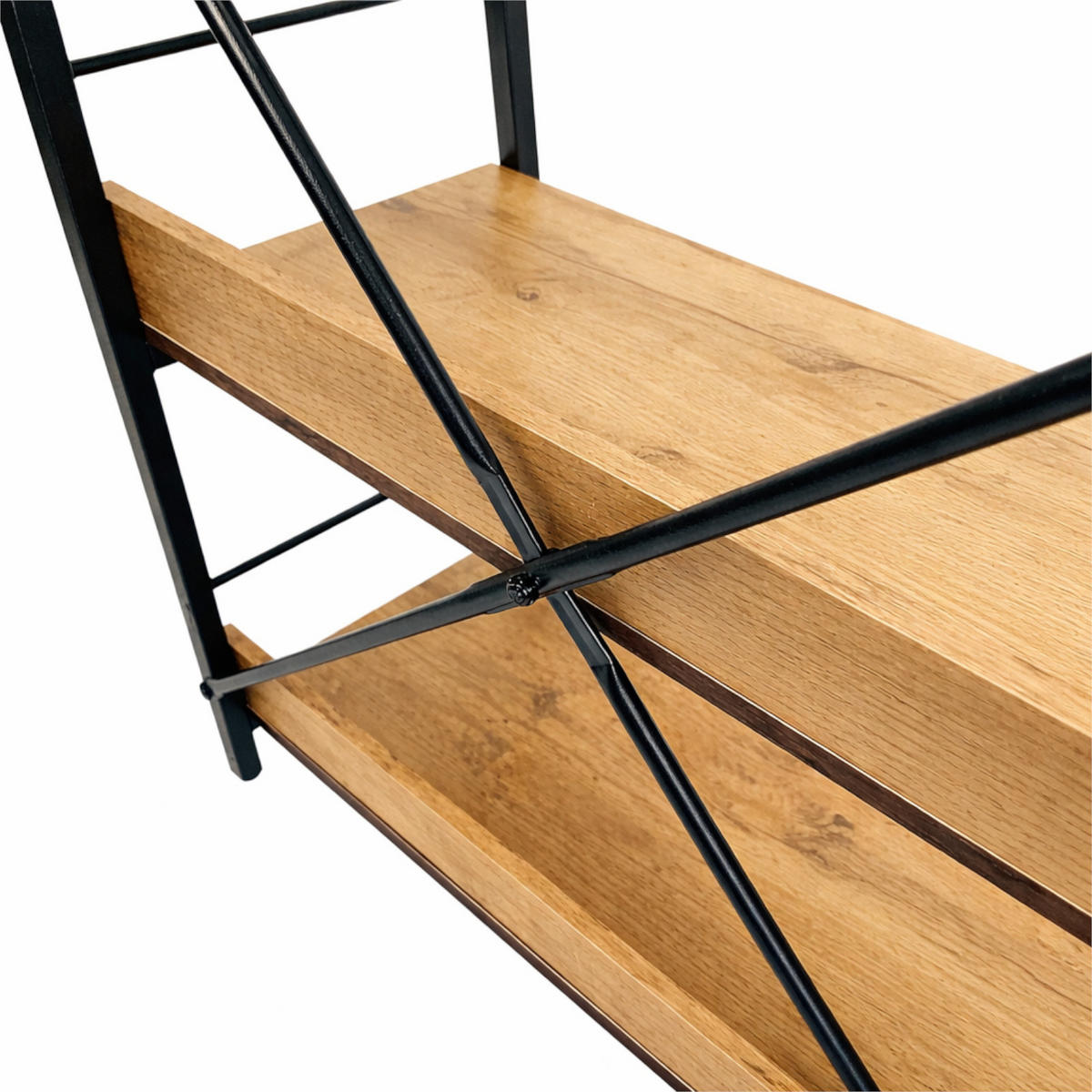 STANDREGAL Holzoptik Metall Eichefarben Schwarz 3 Ebenen 61x35x84 cm - Eichefarben/Schwarz, Holzwerkstoff/Metall (61/84/35cm) - Begryf