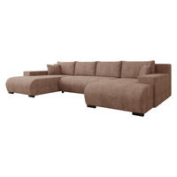 WOHNLANDSCHAFT Nojan U - Schwarz/Braun, Holz/Kunststoff (351/80/191cm) - MIRJAN24