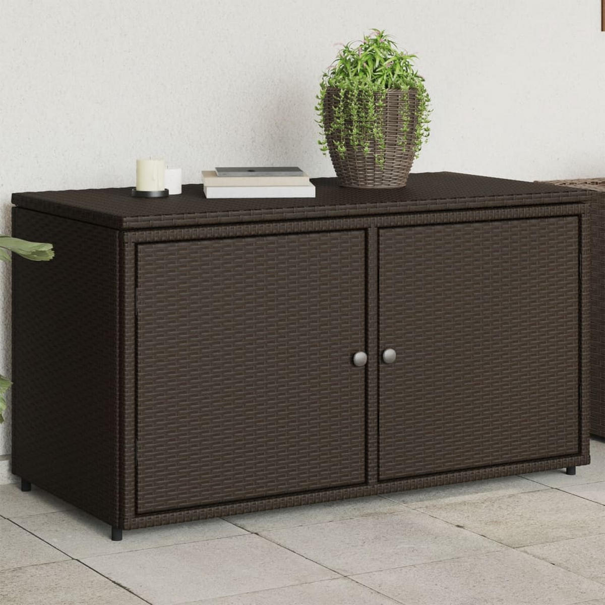 GARTENSCHRANK Braun 110x55x60,5 cm Poly Rattan - Braun, Kunststoff (110/60.5/55cm) - furnicato