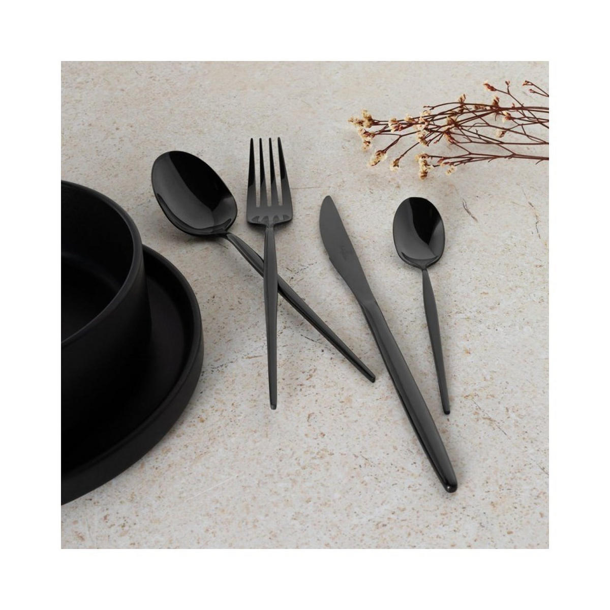 BESTECKSET Schwarz 30/20/8 cm BH3069 - Schwarz, Metall - Berlinger Haus