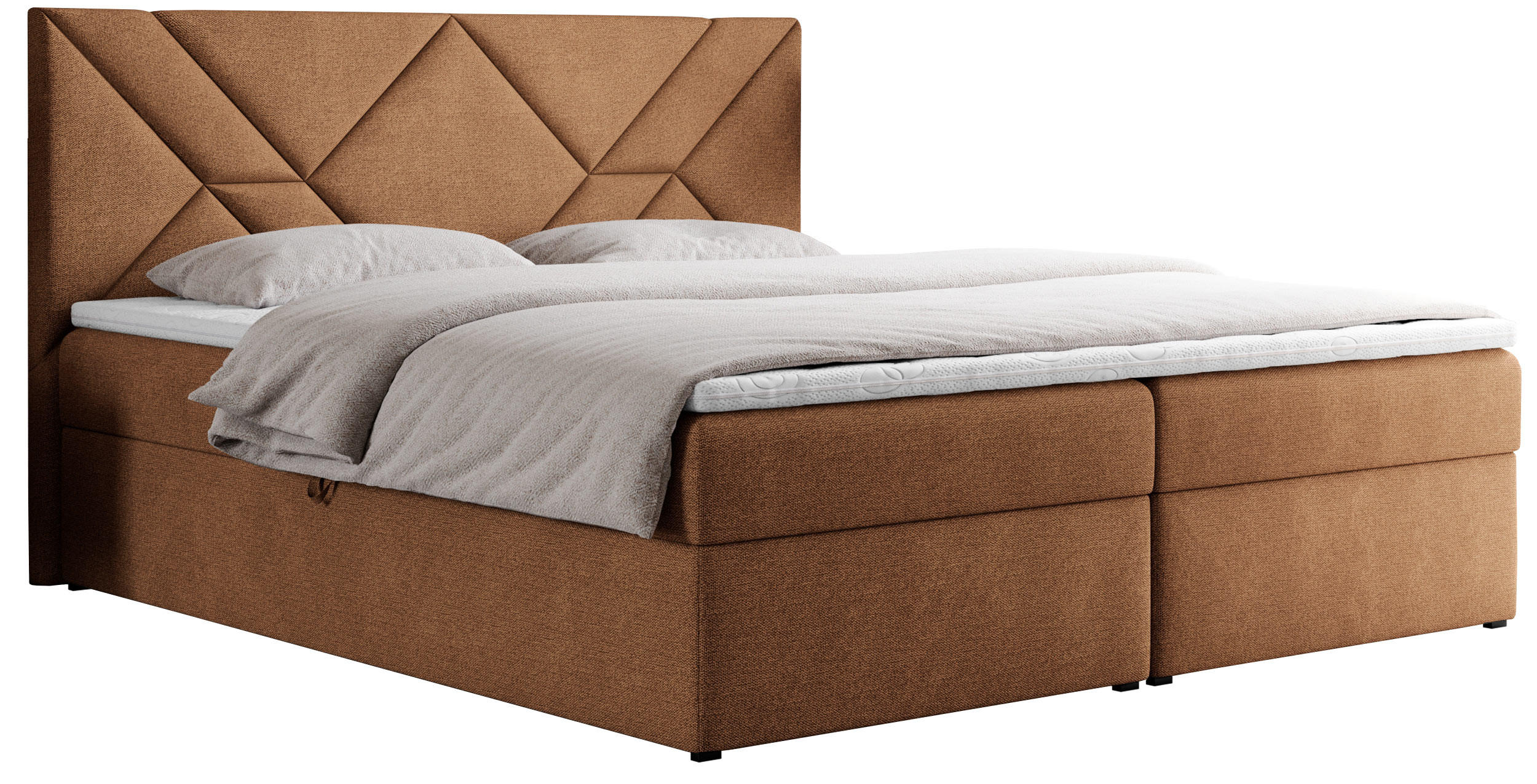 BOXBETT NEOMI 120/200 - Orange Strukture - H3 - Visco - Orange, Holz/Textil (120/200cm)