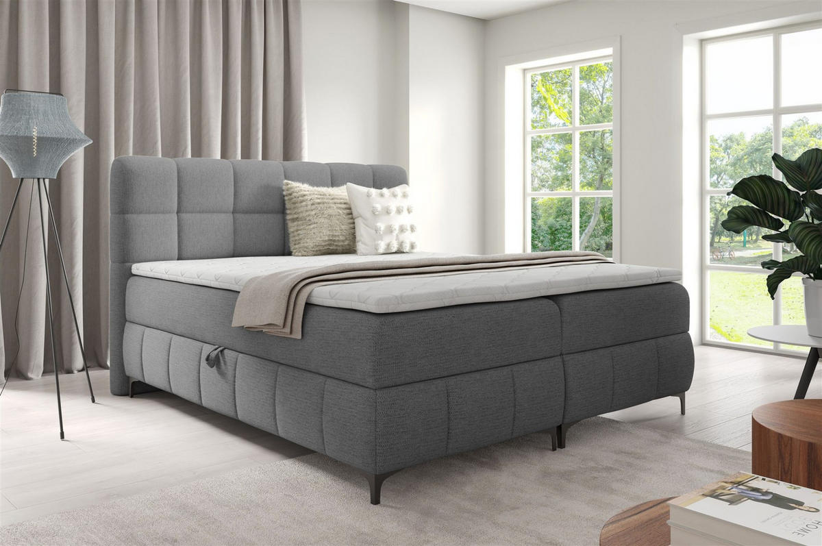 BOXBETT Sophie In Aragon - Grau, Holzwerkstoff/Textil (200/200cm) - Fun Möbel