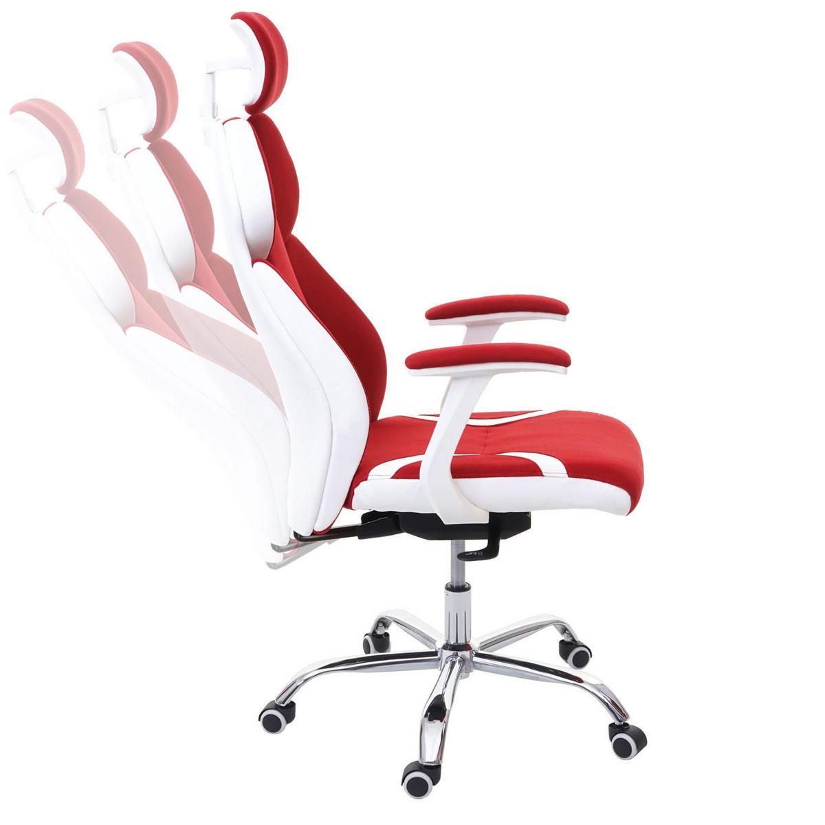 BÜROSTUHL Rot, Weiß - Rot/Weiß, Textil (63/134/92cm) - MCW