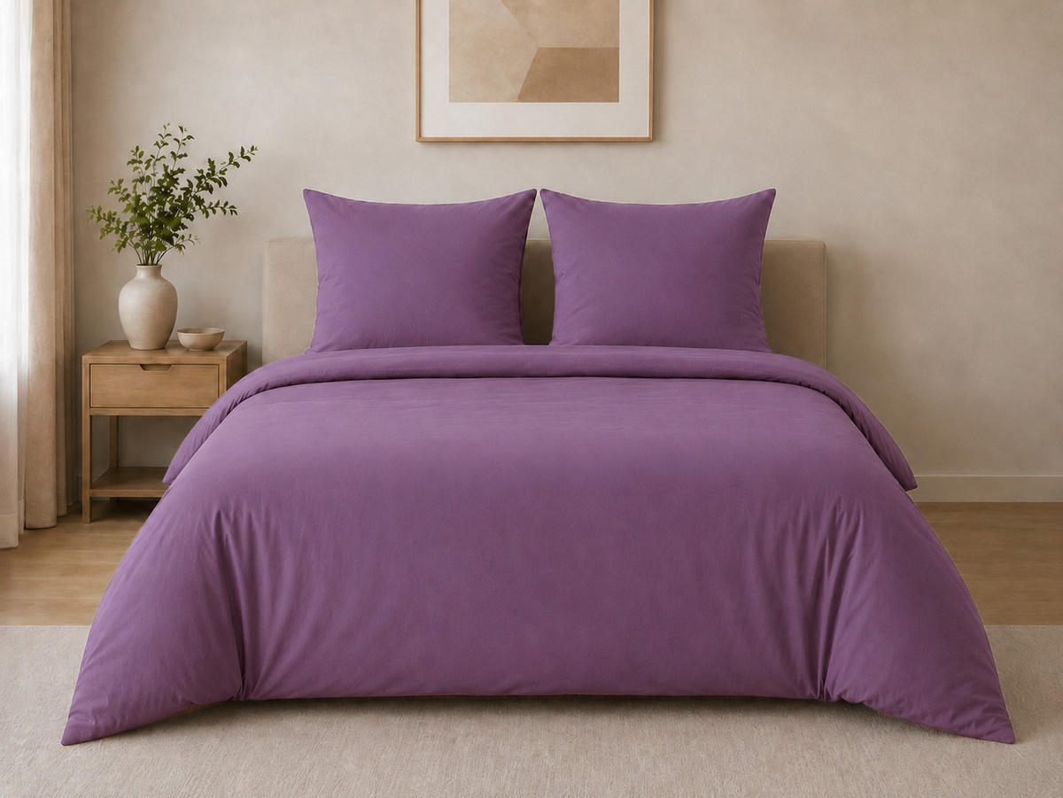 BETTWÄSCHE 3-teilig 200/200 cm UNI LILA - Lila, Textil (200/200cm) - ROLFNERS