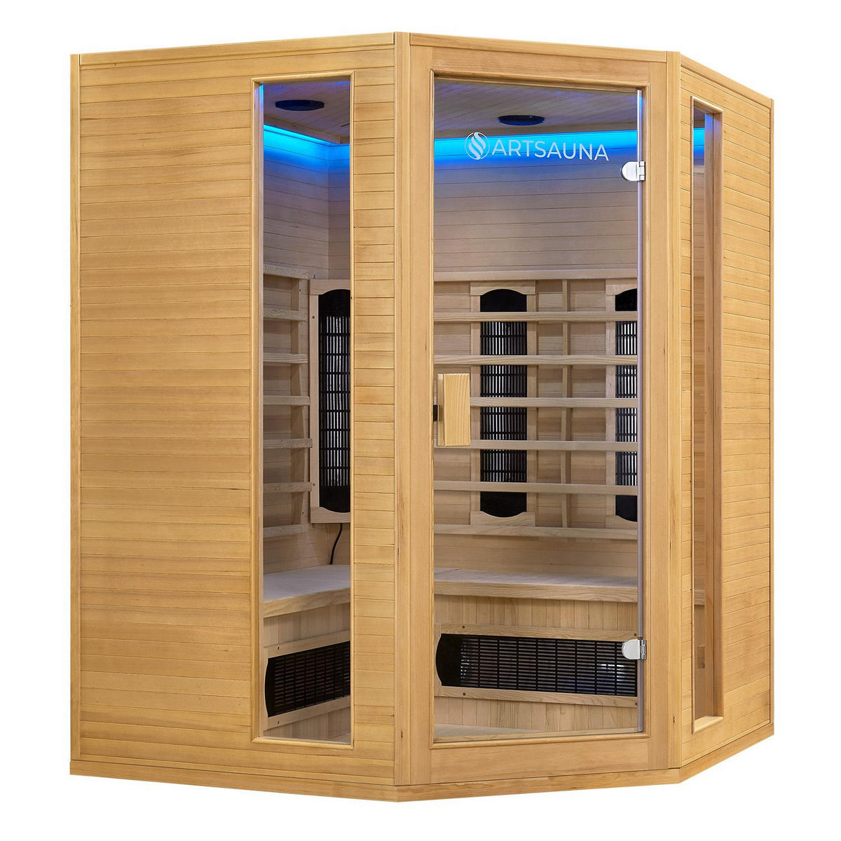 INFRAROTKABINE Nyborg E150K mit Keramik-, Flächenstrahler & Hemlockholz - Naturfarben, Holz (150/190/150cm) - Artsauna