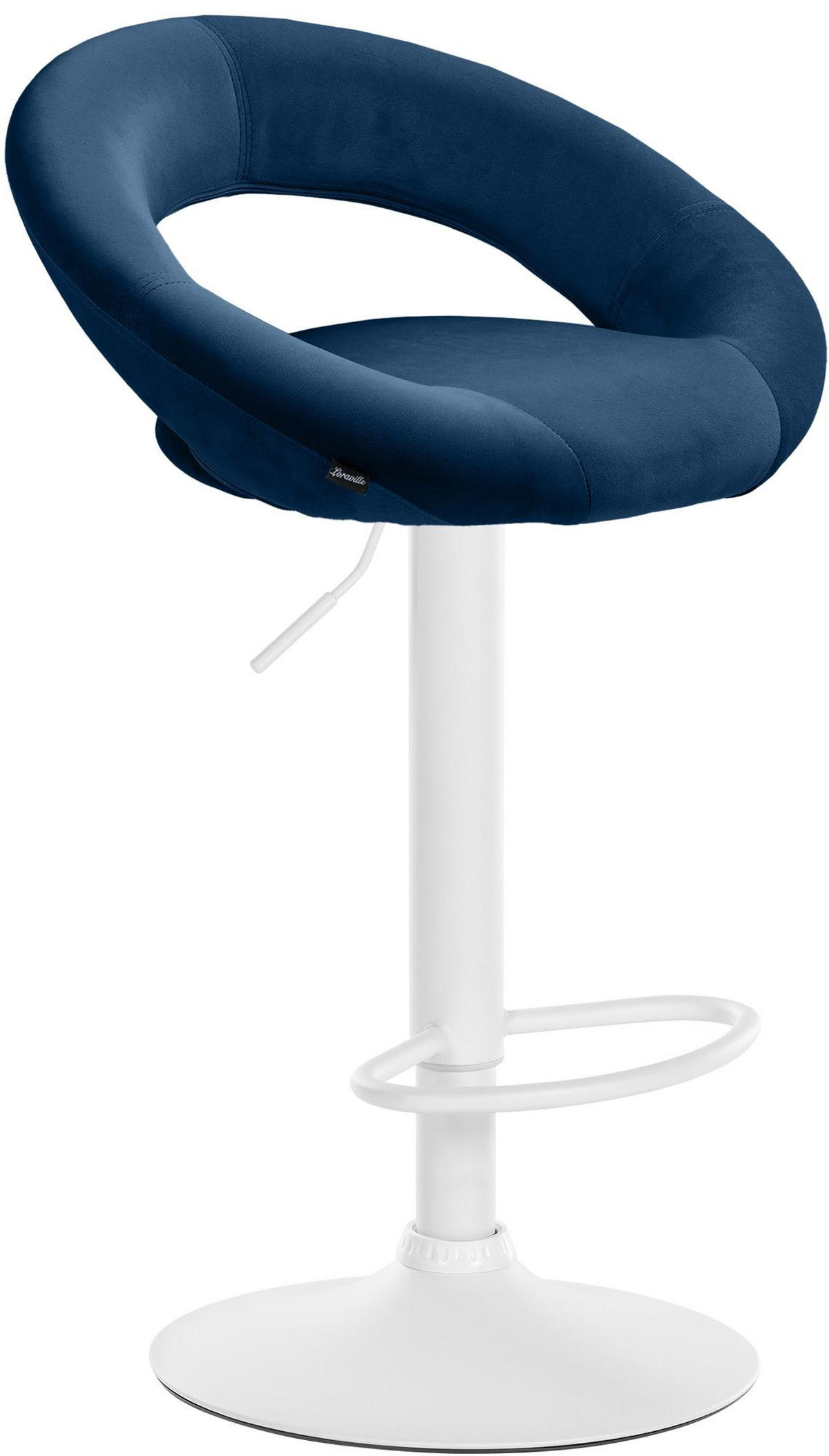 BARHOCKER Samt blau - Blau/Weiß, Textil/Metall (53/80/47cm) - CLP