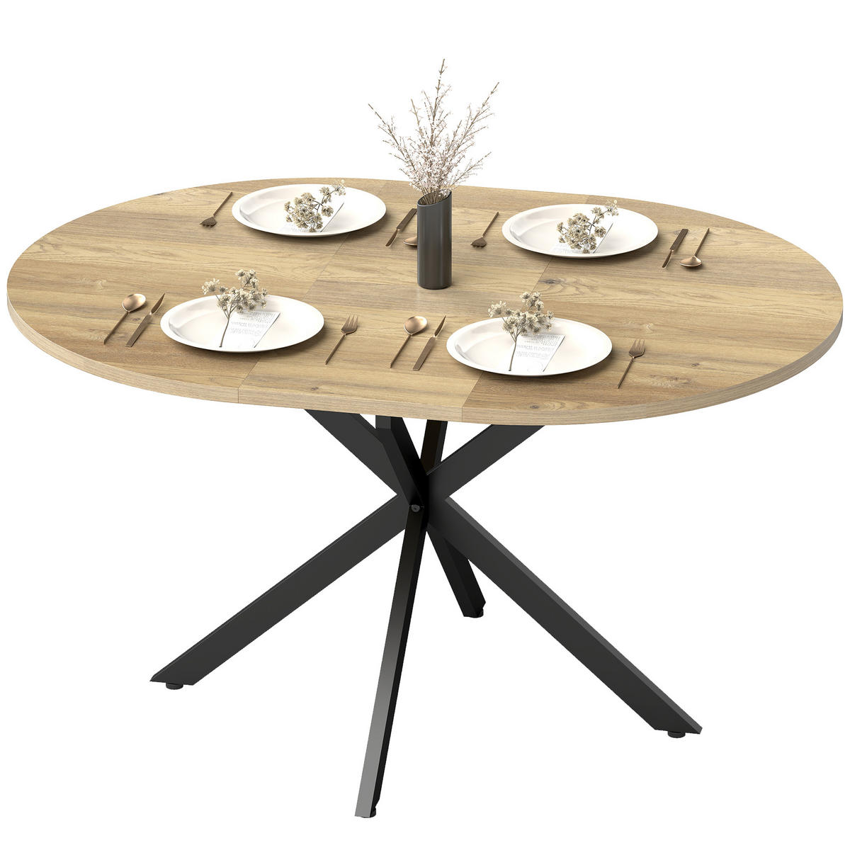 ESSTISCH DE-16532 ausziehbar, oval, 100-135 cm Naturholz - Naturfarben, Holzwerkstoff (135/100/75cm) - ComfortXL