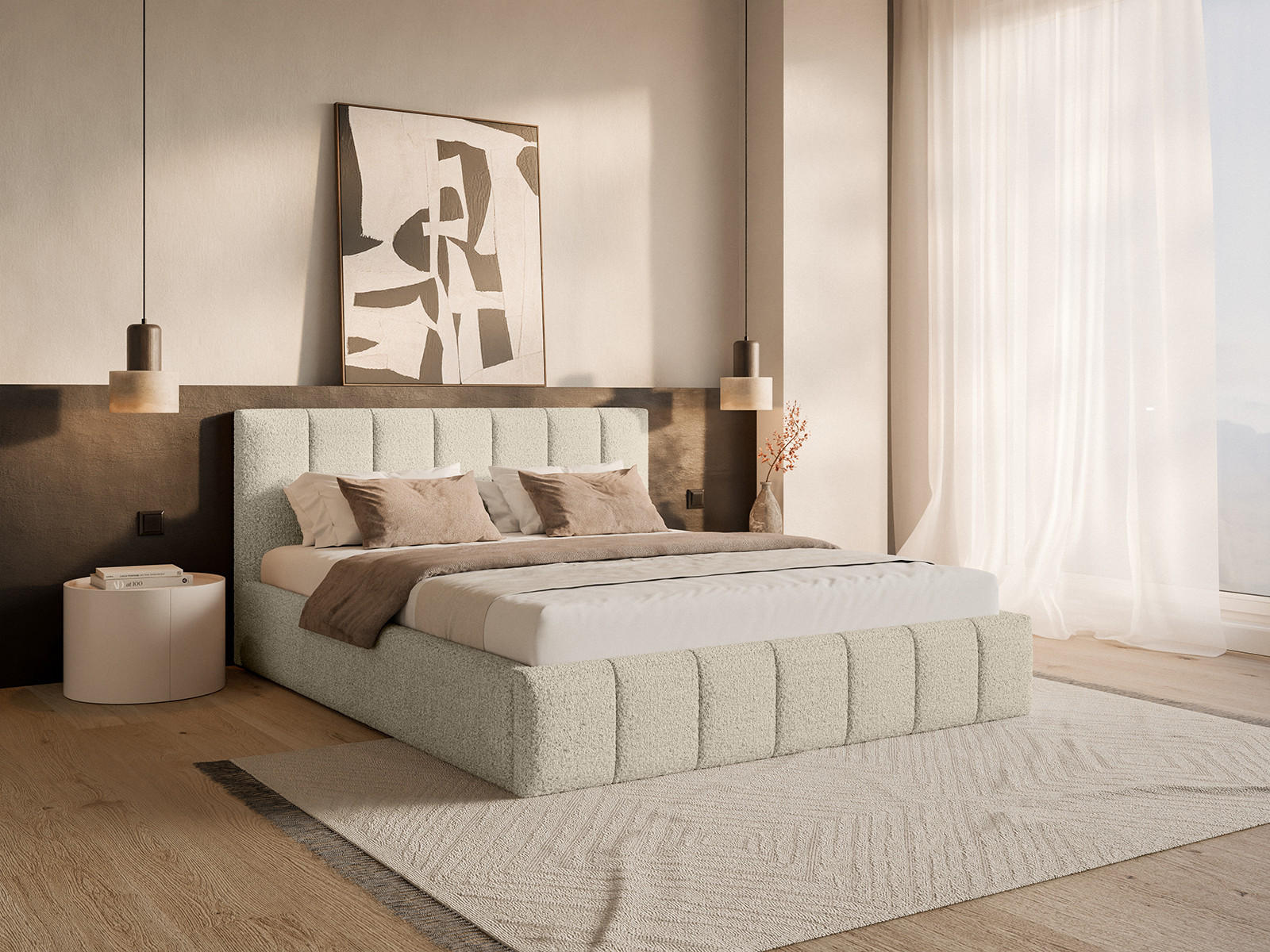 POLSTERBETT TORAO 200x200 cm, Ecru - Beige, Textil (200/200cm) - Fedve