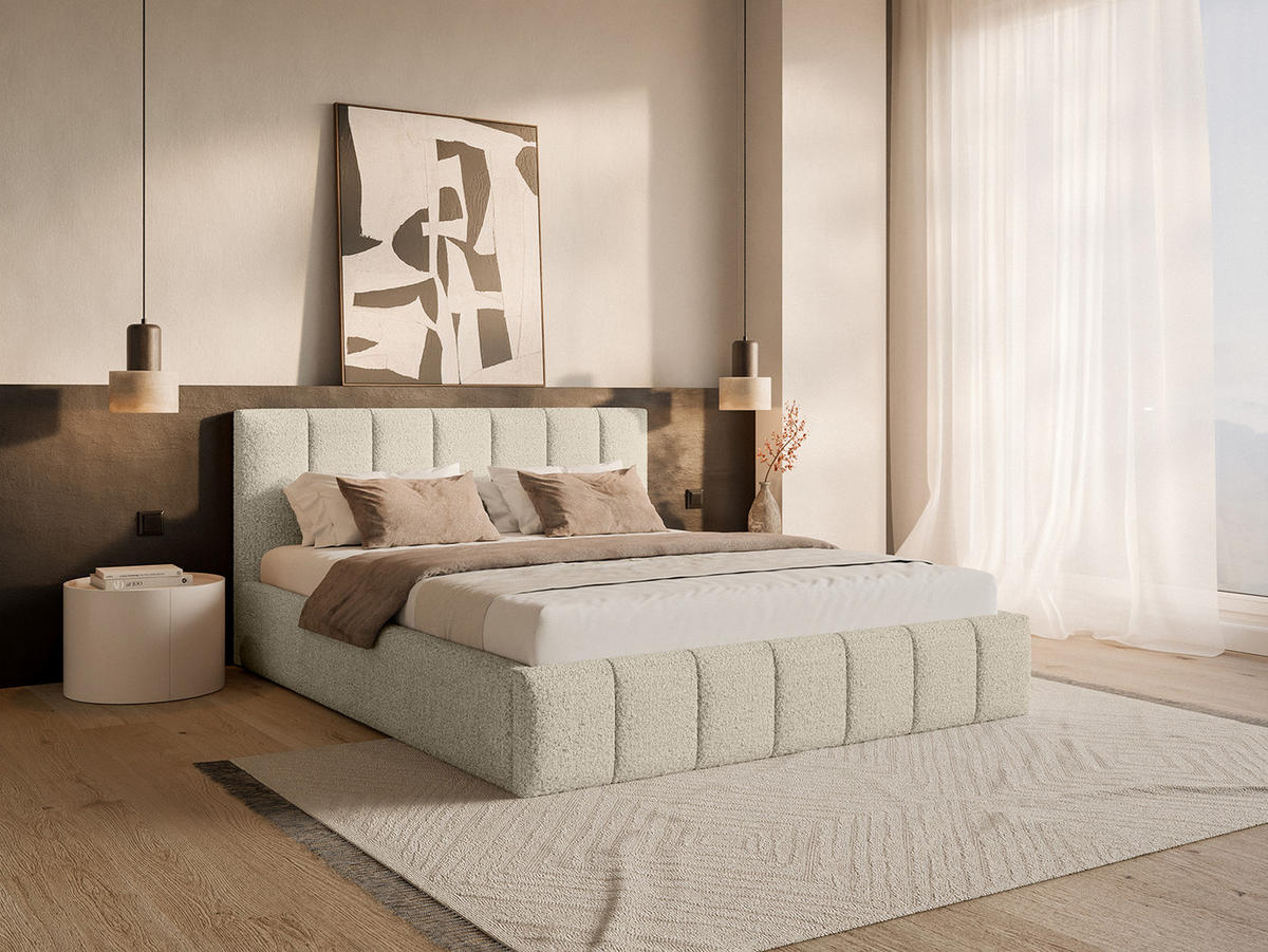 POLSTERBETT TORAO 200x200 cm, Ecru - Beige, Textil (200/200cm) - Fedve