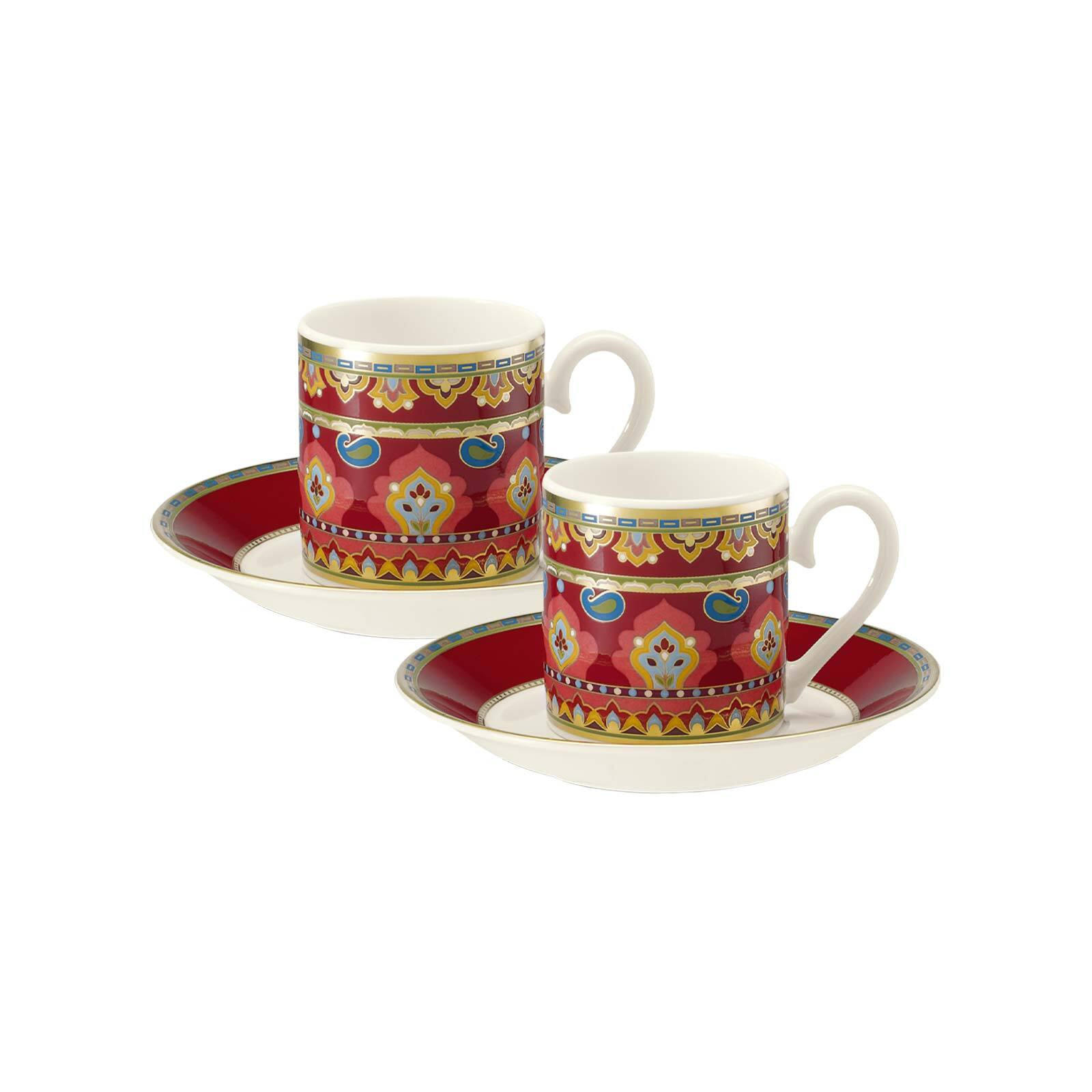 ESPRESSOTASSEN MIT UNTERTASSEN Samarkand Aquamarin rot 50 ml 2er Set - Rot, Keramik (12.6/7.8/12.6cm) - Villeroy & Boch