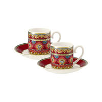 ESPRESSOTASSEN MIT UNTERTASSEN Samarkand Aquamarin rot 50 ml 2er Set - Rot, Keramik (12.6/7.8/12.6cm) - Villeroy & Boch