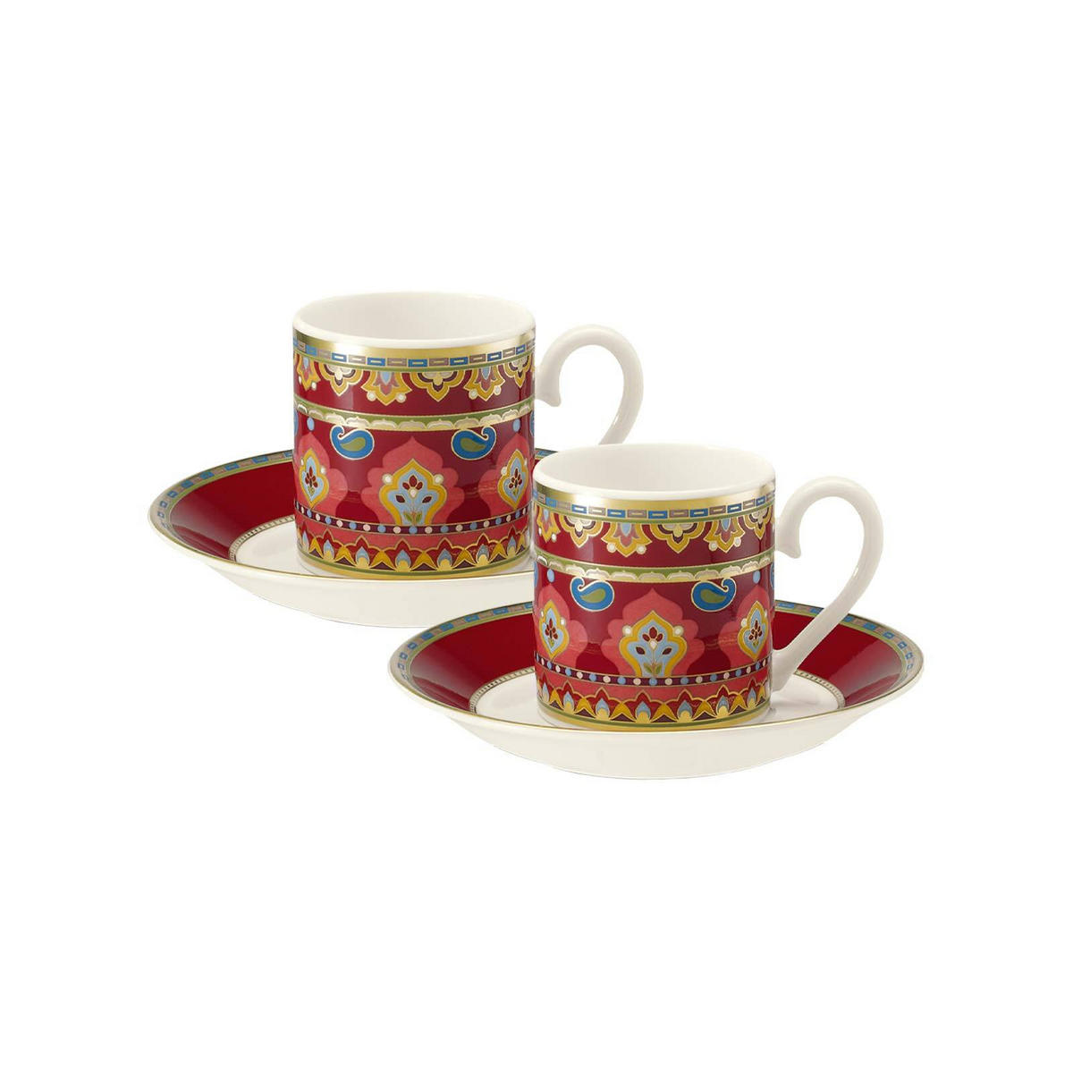 ESPRESSOTASSEN MIT UNTERTASSEN Samarkand Aquamarin rot 50 ml 2er Set - Rot, Keramik (12.6/7.8/12.6cm) - Villeroy & Boch