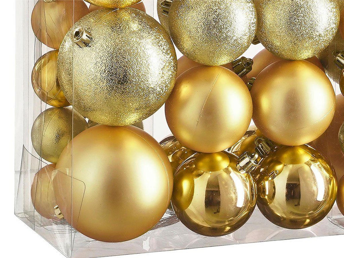 WEIHNACHTSBAUMSCHMUCK-SET 46-teilig Christbaumkugeln Silber Mix, Ø 4, 6, 8 cm, Kunststoff - Goldfarben, Kunststoff (45/45/45cm) - LAALU