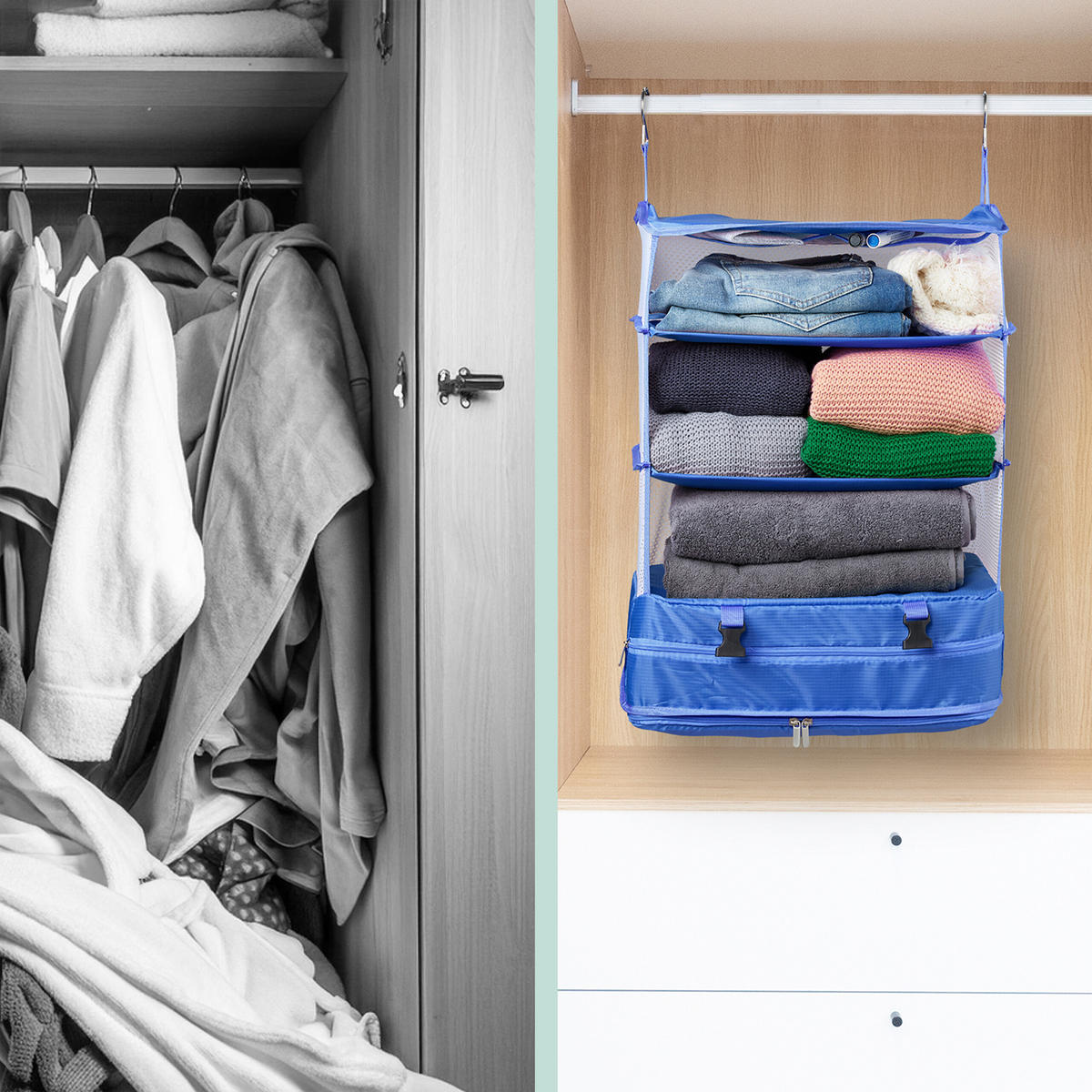 GEPÄCK-ORGANIZER - Dunkelblau, Textil/Metall (44/55/30cm) - Relaxdays