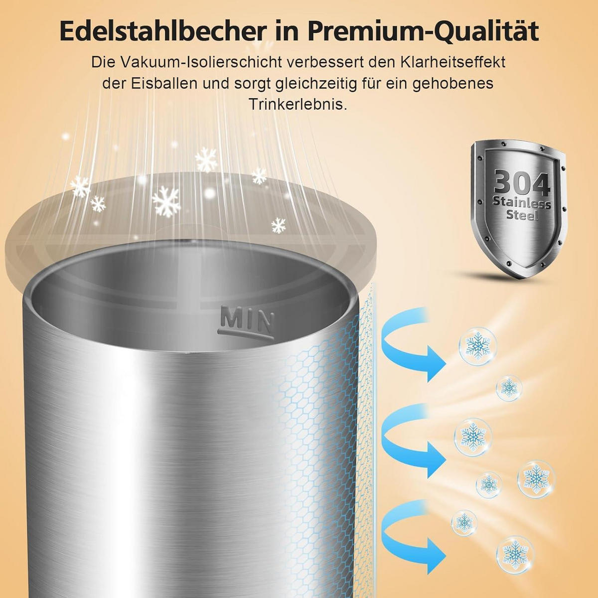 EISWÜRFELFORM 4er Set 6,4 cm Edelstahl - Transparent, Metall (19.5/12/18.5cm)