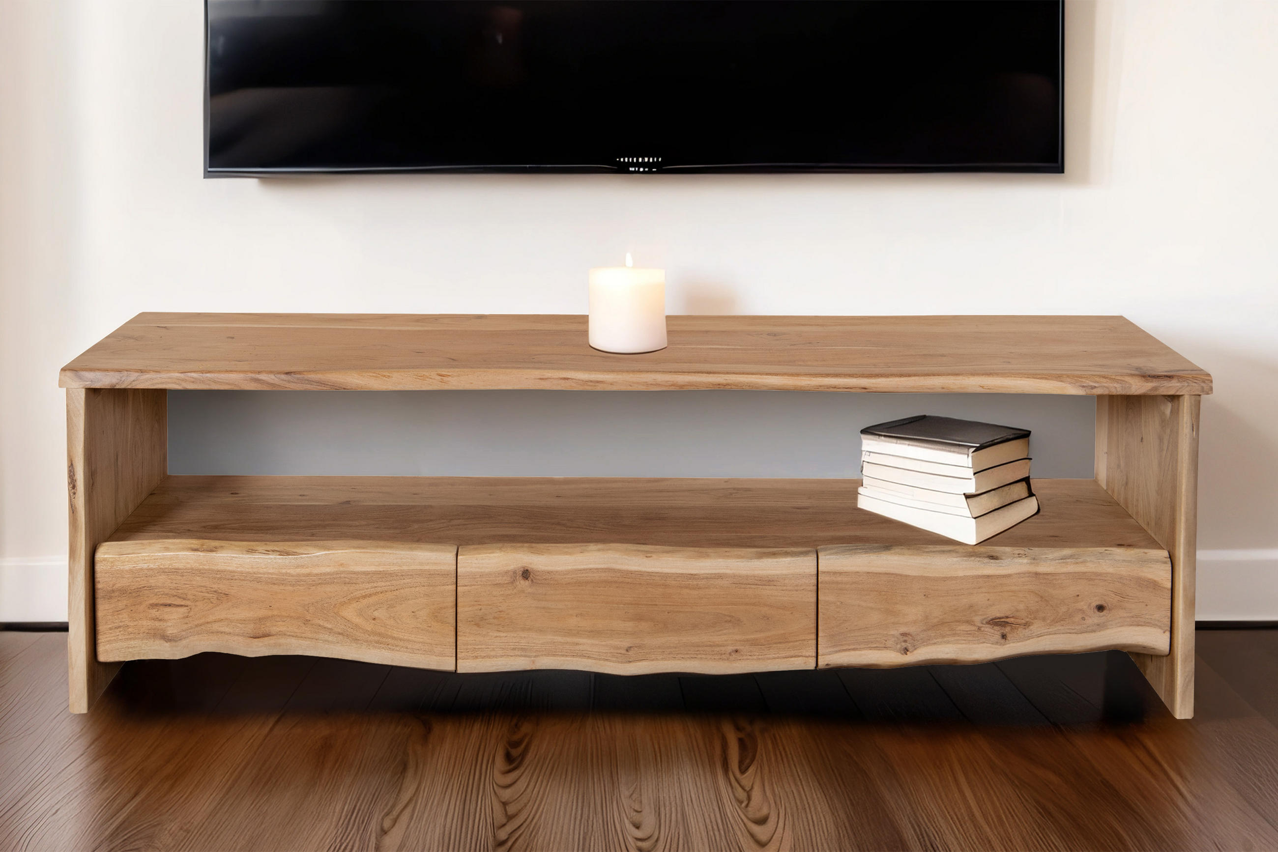 LOWBOARD DAHLIA - Beige/Naturfarben, Akazienholz/Holz (160/50/45cm) - SAM