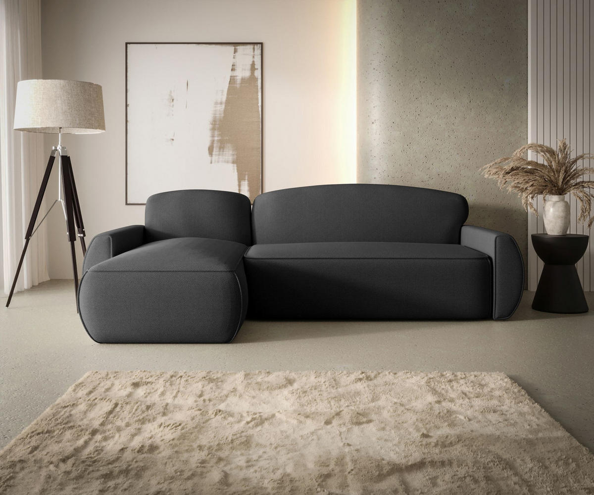 ECKSOFA mit Schlaffunktion LUCAS Curio 97 Links - Dunkelgrau, Textil (240/145cm) - Bedante