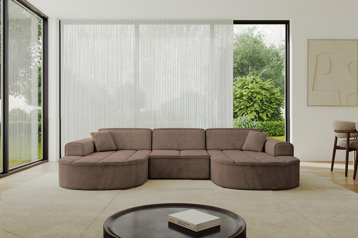 WOHNLANDSCHAFT TARO-U1 - 303x171x79,5 cm Braun - Braun, Holzwerkstoff/Textil (303/79.5/171cm) - ALTDECOR