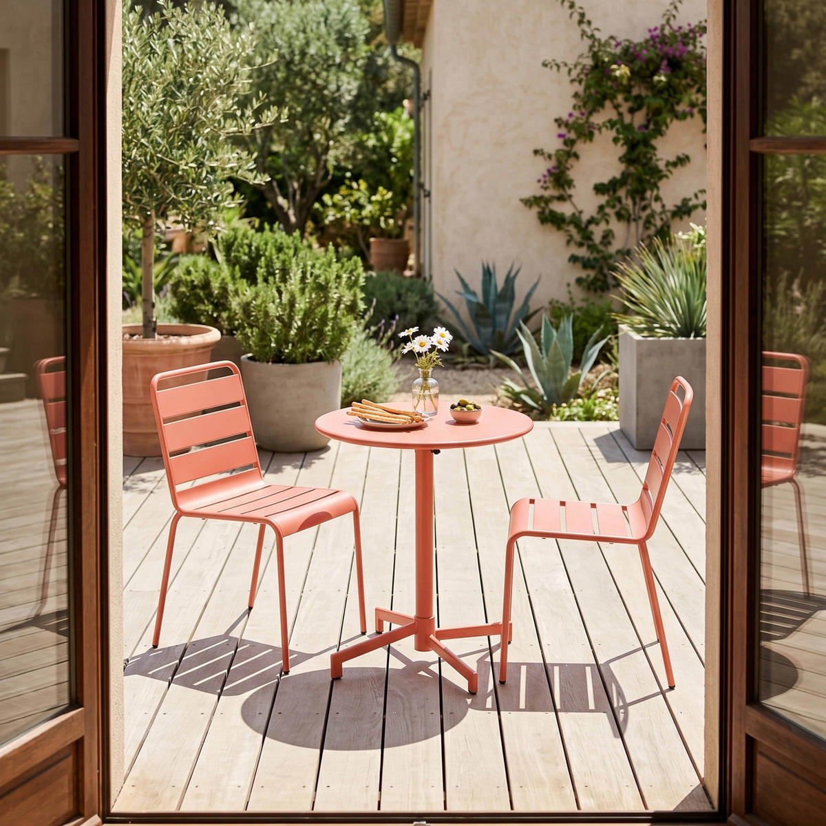 GARTENSET 3-tlg., Tonfarbe - Pink, Metall - Oviala