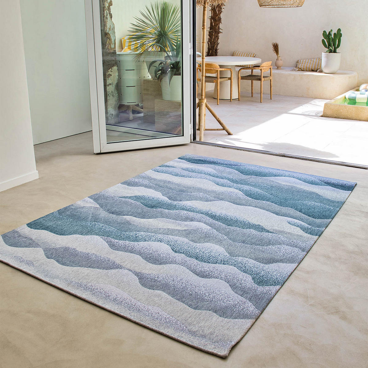 TEPPICH In-/Outdoor Flachgewebe CHILLY Blau 240 x 340 cm - Blau, Textil (240/340cm) - Novatrend