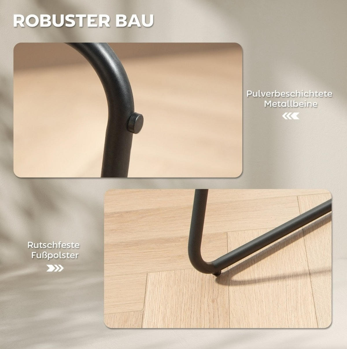BARHOCKER 2er-Set mit Armlehnen 50,5 x 53 x 96 cm Polyester Grau - Grau, Metall (50.5/96/53cm) - Meubliv