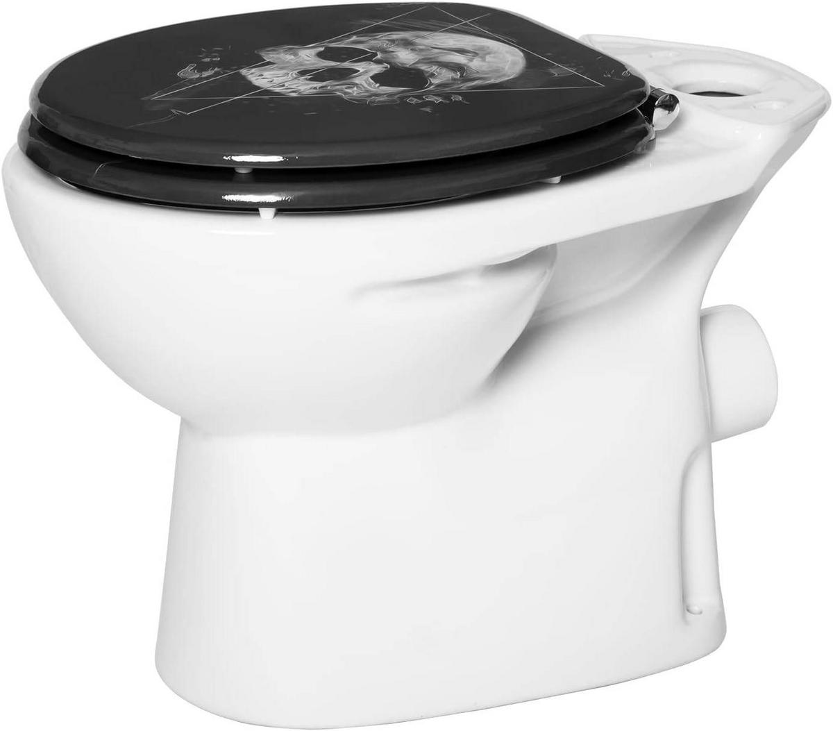 WC SITZ mit Absenkautomatik,MDF Holzkern,Softclose Scharnier - Schwarz/Weiß, Holzwerkstoff (37/3/43cm) - Woltu
