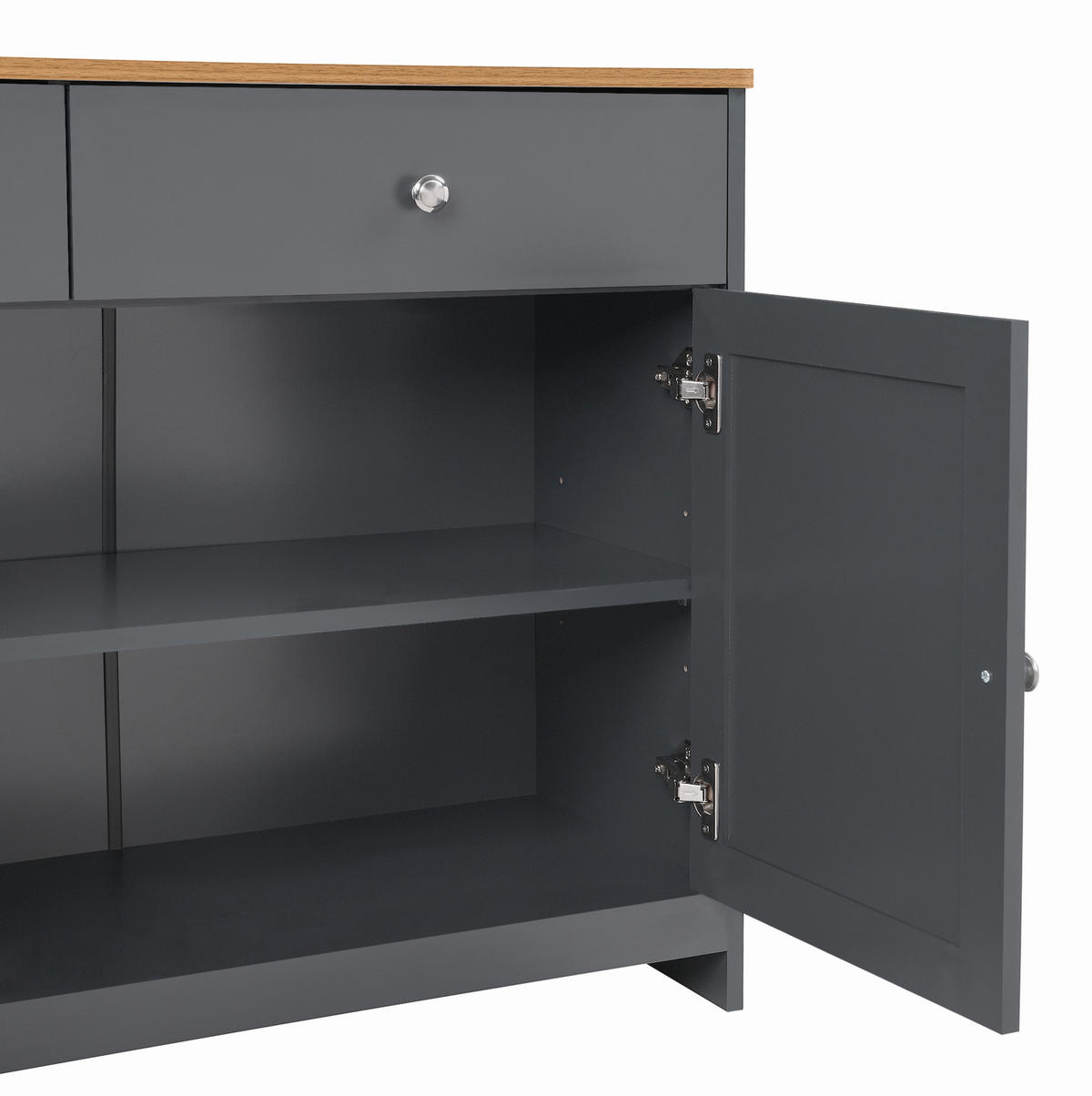 SIDEBOARD aus MDF und Spanplatte 160x37x75 cm Grau-Schwarz mit 3 Schubladen und 4 Türen - Schwarz, Holzwerkstoff (160/75/37cm) - IVMEU