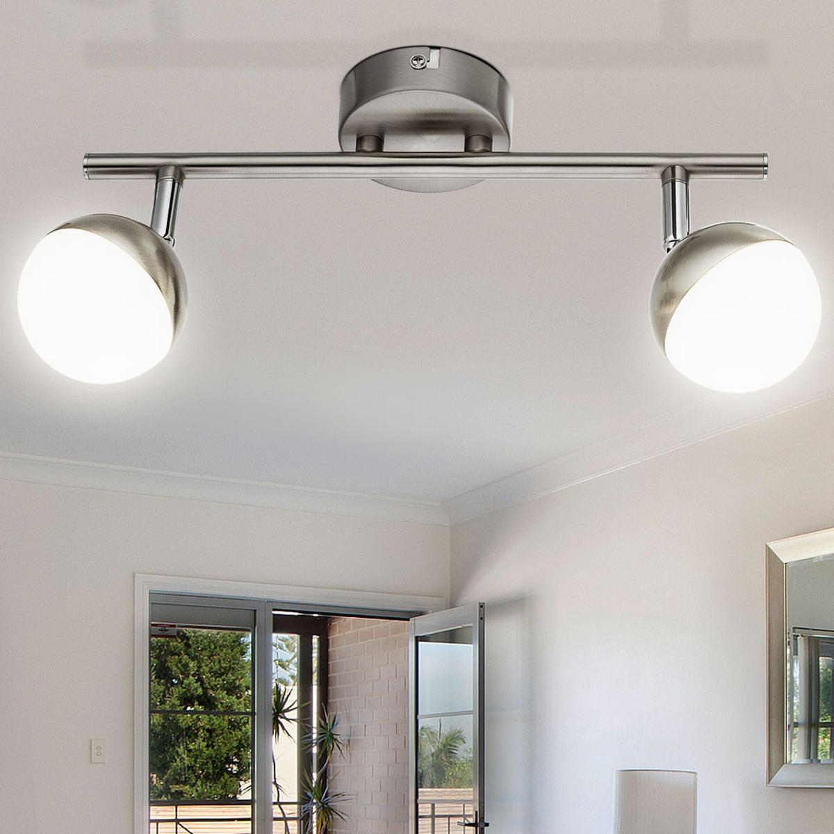 LED DECKENLEUCHTE Chrom Silber Acryl - Silberfarben, Metall (31.5/8/16.5cm) - Globo Lighting