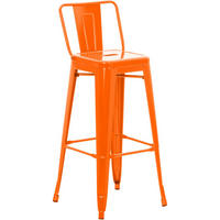 BARHOCKER Metall orange - Eukalyptusholzfarben/Orange, Metall (44/96/43cm) - CLP