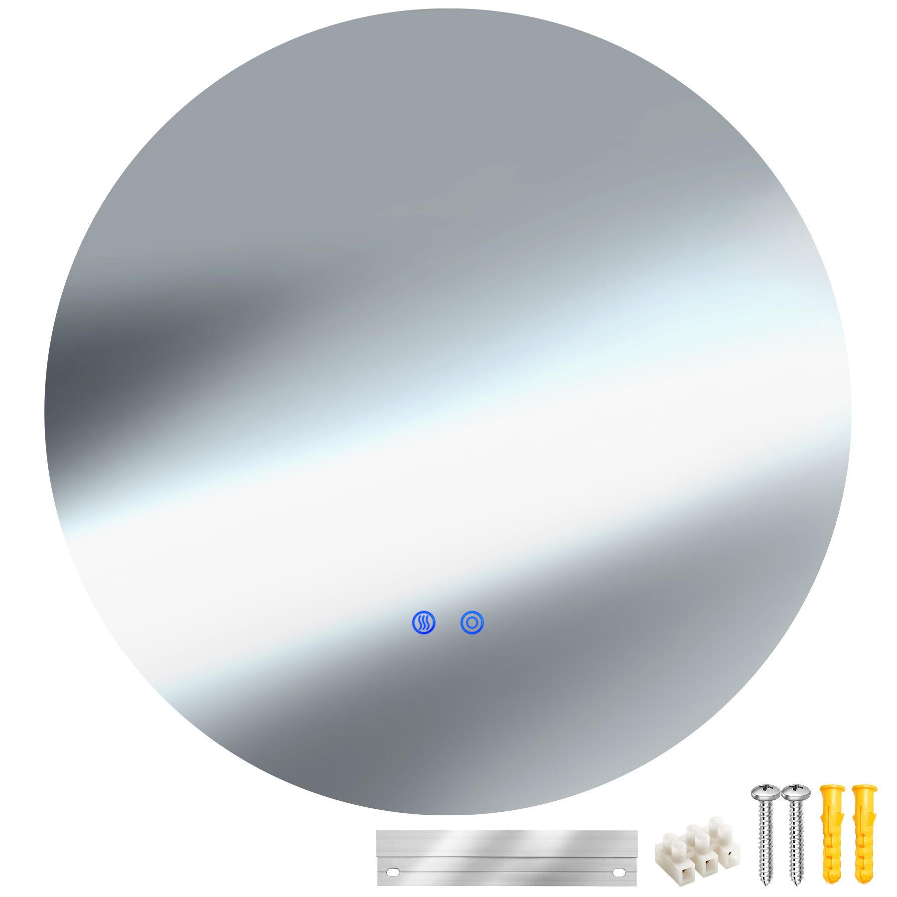 LED-BADEZIMMERSPIEGEL rund Aurora,inklusive Spiegelheizung,weiß - Weiß, Glas (70/70/3.5cm) - tectake