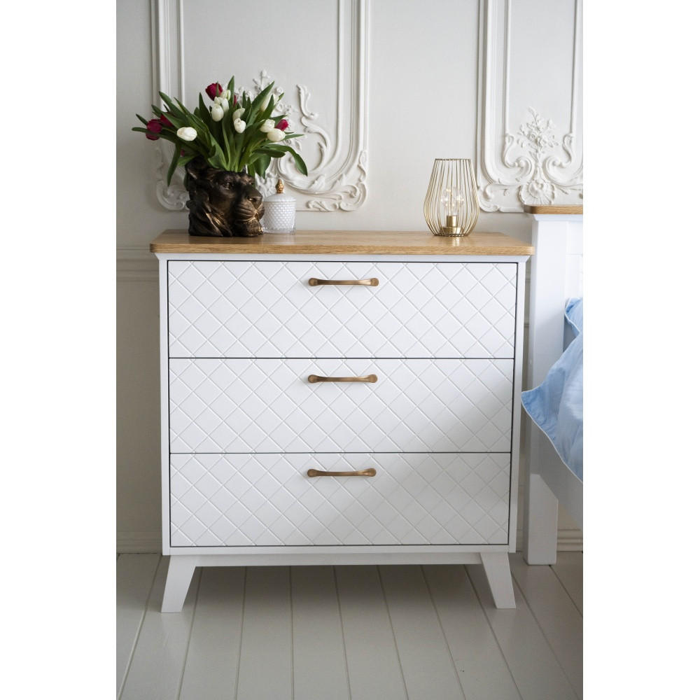 MSL wooden furniture KOMMODE Weiß, Natur 90cm × 50cm × 90cm