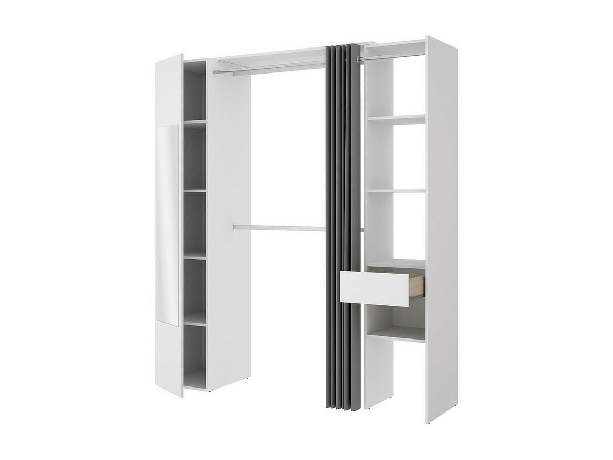 OFFENER Kleiderschrank - 177.5 cm x 50 cm - holz - weiß Bertrand - Weiß, Holz (177.5/205/50cm) - Vente-Unique