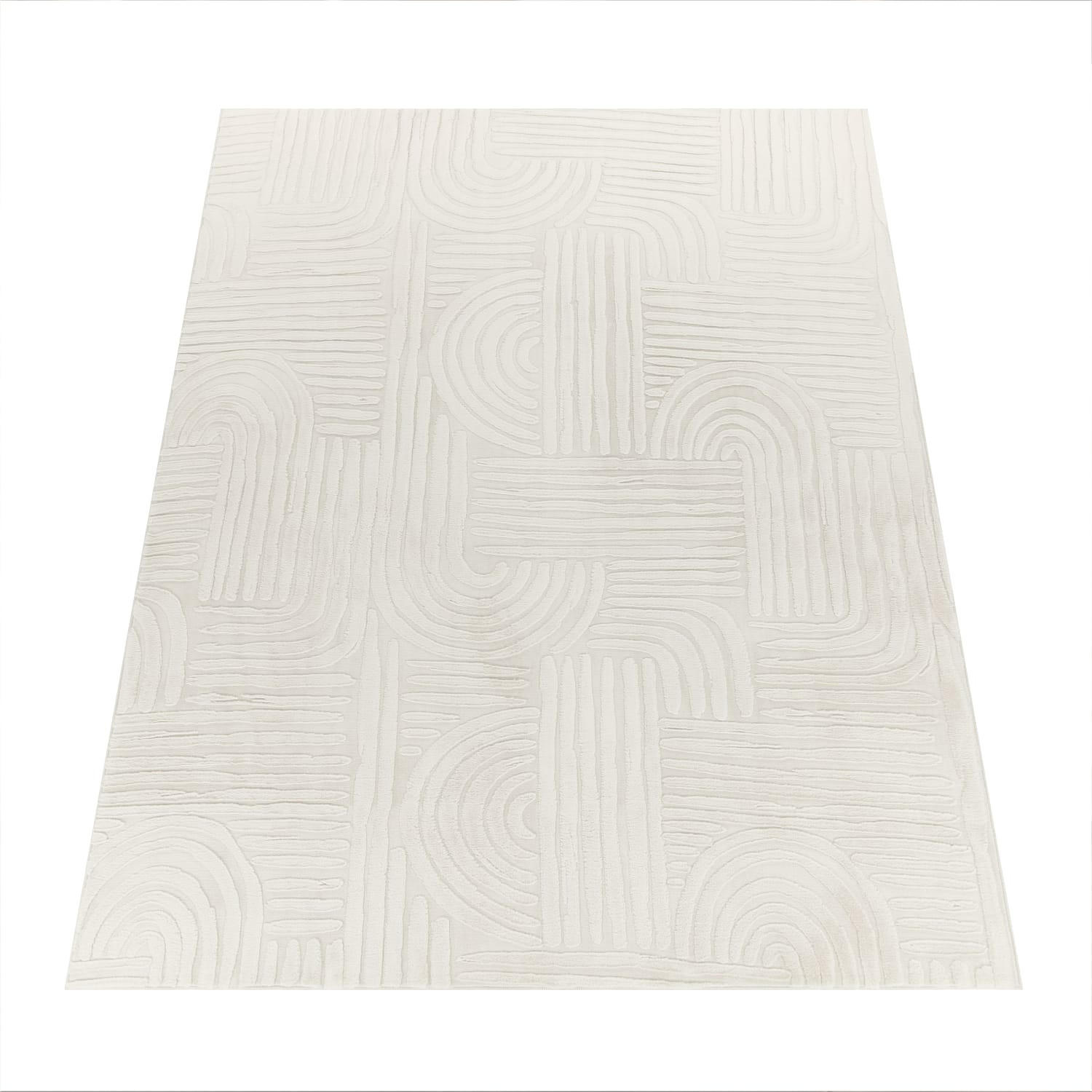 KURZFLORTEPPICH, mit Struktur, aus Polyester, Florhöhe 10 mm, Creme, 80 x 150 cm - Creme, Textil (80/150cm) - KADIMA DESIGN