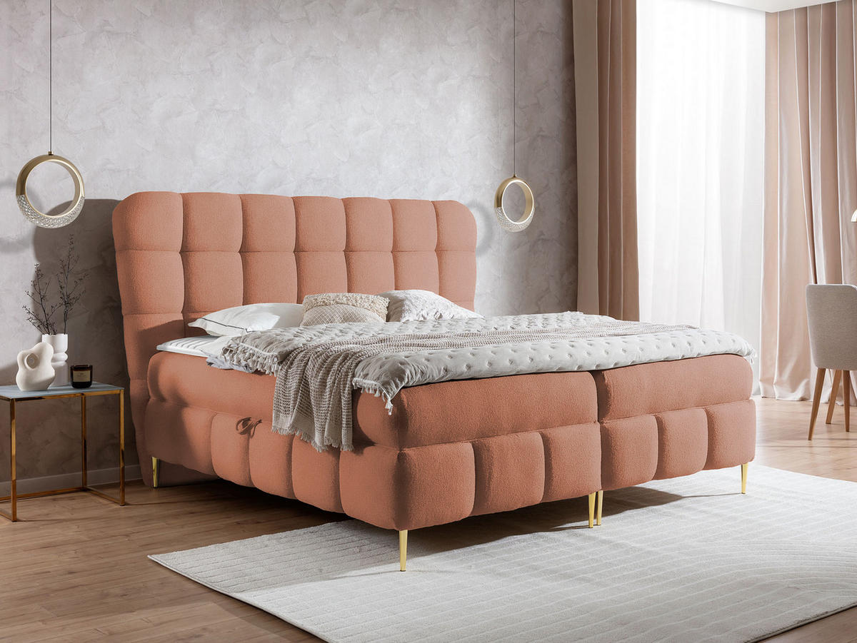 BOXBETT Lolly - Goldfarben/Rosa, Holz/Textil (120/200cm) - MIRJAN24