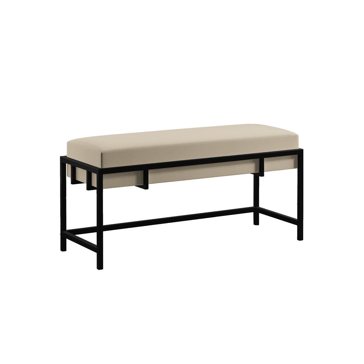 POLSTERBANK LAMO 80 cm Dunkelbeige, Schwarzes Gestell, Samtstoff - Beige/Schwarz, Textil/Metall (80/45/35cm) - Bettso
