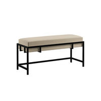 POLSTERBANK LAMO 80 cm Dunkelbeige, Schwarzes Gestell, Samtstoff - Beige/Schwarz, Textil/Metall (80/45/35cm) - Bettso