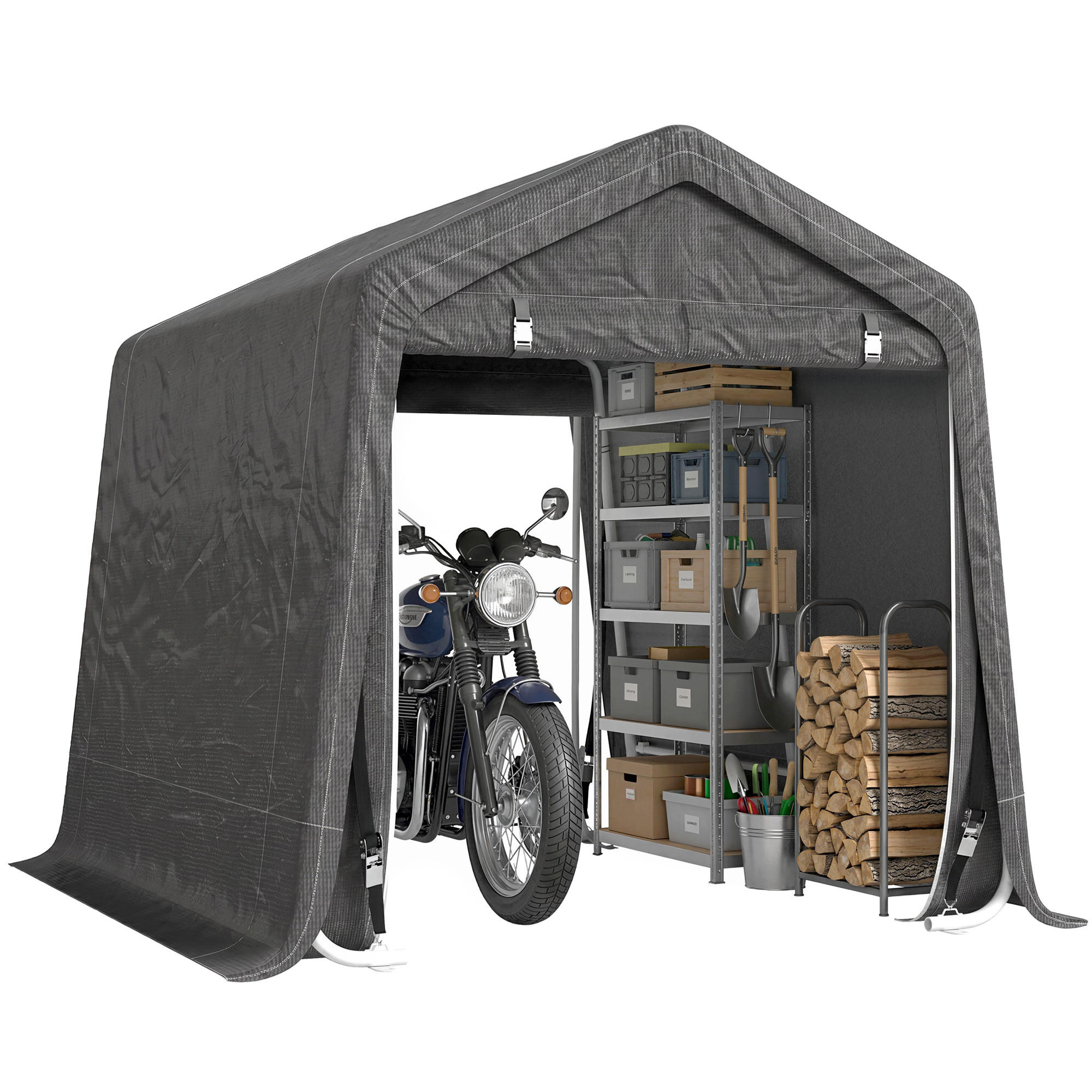 CARPORT Dunkelgrau 1 Stück - Dunkelgrau, Kunststoff/Metall (240/240/280cm) - GiPP