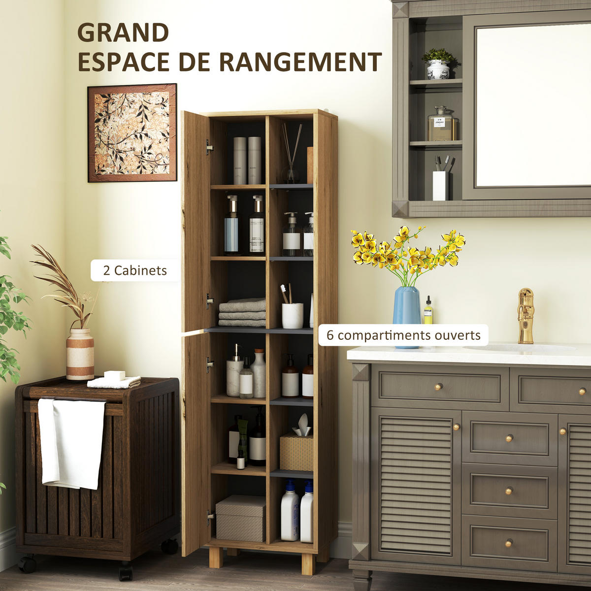 HOCHSCHRANK DE-12443 40/24/148 cm Naturholz - Naturfarben, Holzwerkstoff (24/148/40cm) - ComfortXL