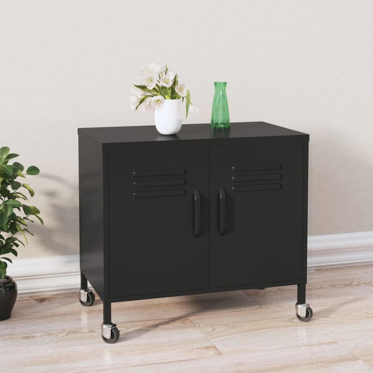 MEHRZWECKSCHRANK Myers 56/35/60 cm - Schwarz, Metall (56/60/35cm) - Nettlife