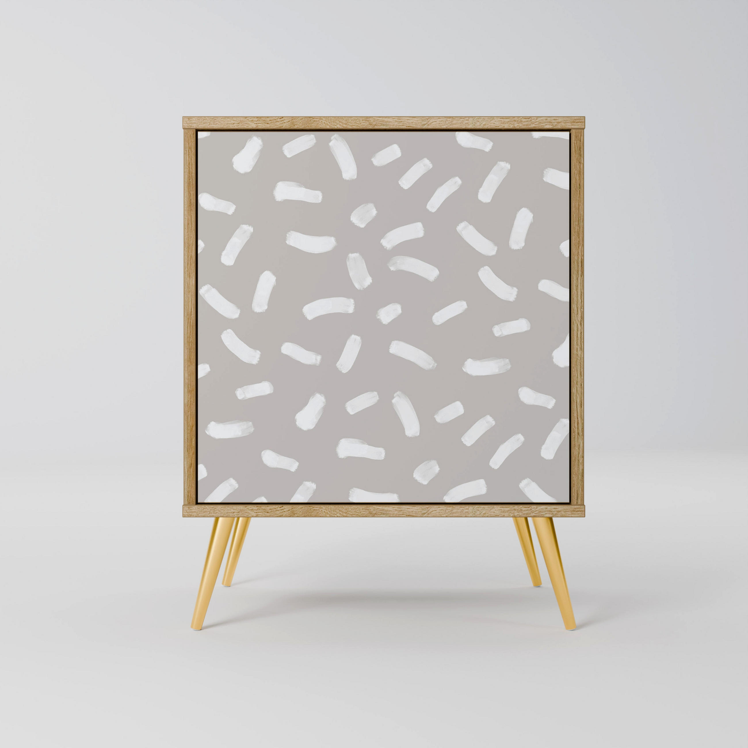 SIDEBOARD PASSING SECONDS, Eichefarben, 57,5x42x75,5 cm, Goldfarbene Metallfüße - Eichefarben/Goldfarben, Holzwerkstoff/Metall (57.5/75.5/42cm) - SpaceRebels