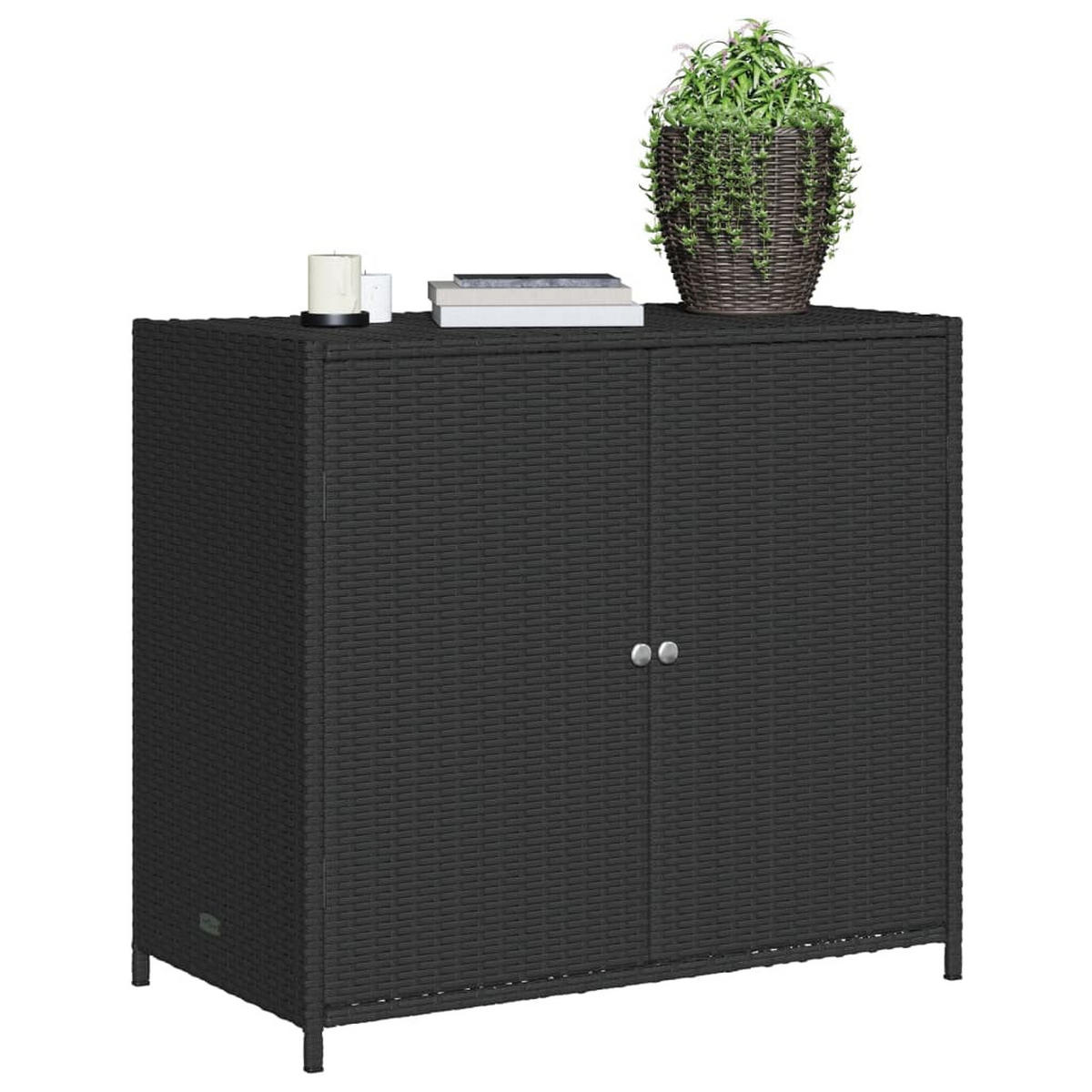 GARTENSCHRANK Schwarz 83x45x76 cm Poly Rattan - Schwarz, Kunststoff (83/76/45cm) - furnicato