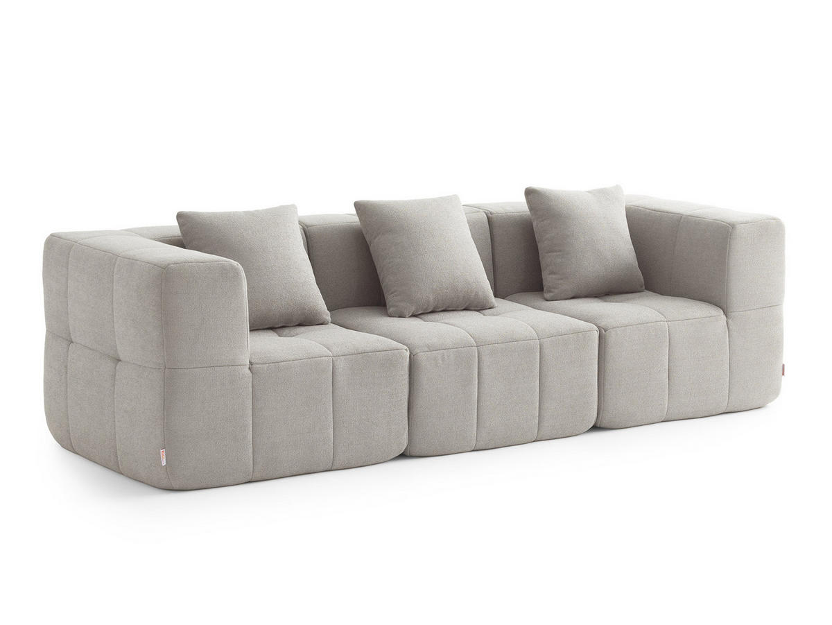 3-SITZER-SOFA Bouclé-Stoff Steinbeige - Greige, Textil (260/73/95cm) - MILYsofa
