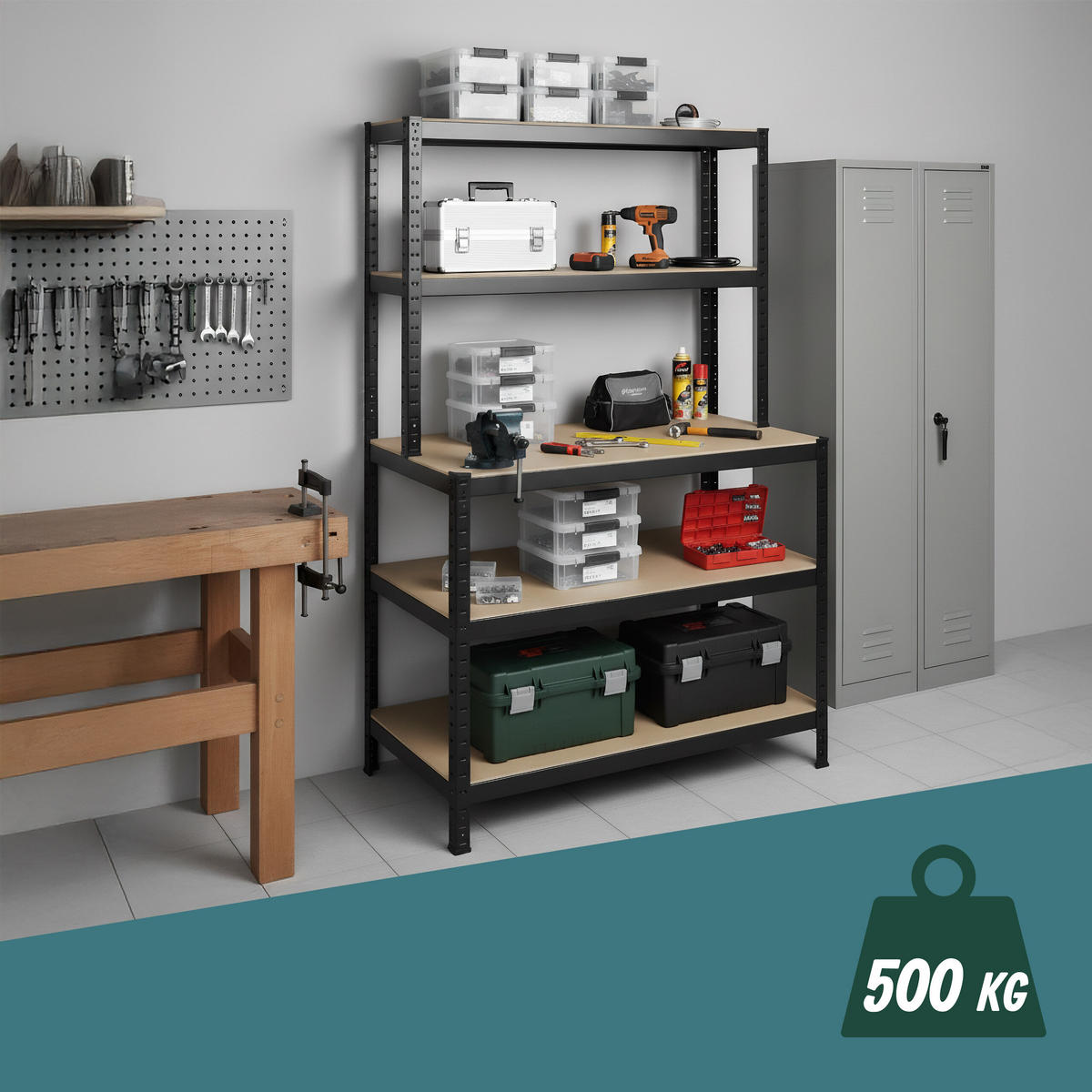 SCHWERLASTREGAL - Multicolor, Holzwerkstoff/Metall (100/180/60cm) - Relaxdays