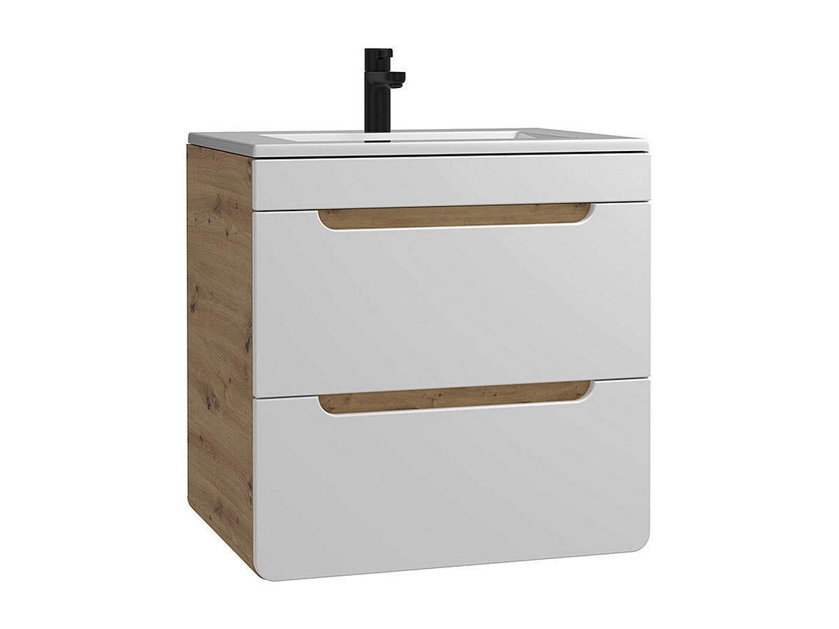 EINZELWASCHTISCH - 60cm x 46cm - Holzspan - naturfarben hell, weiß - ARUBA - Naturfarben, Holz (60/59/46cm) - Vente-Unique